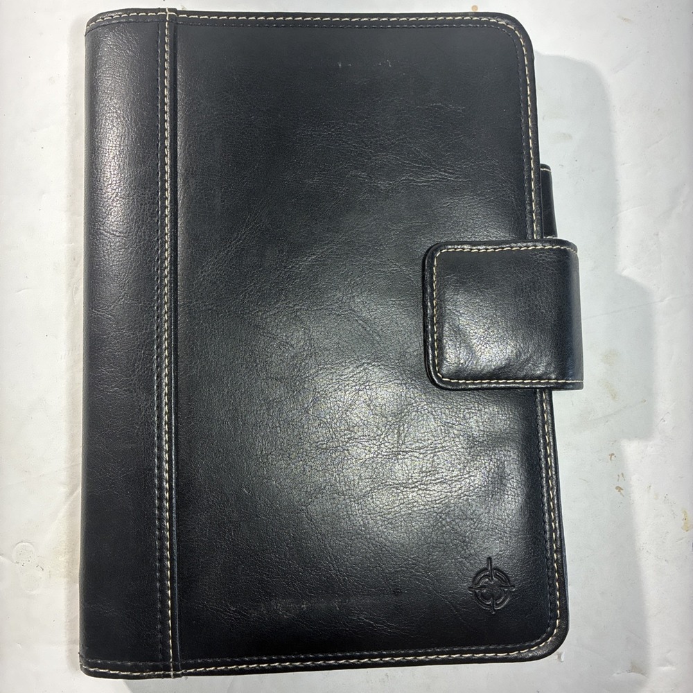 Franklin Covey Black Leather Planner 7 Ring Binder 7"x9"